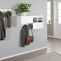 Настінна вішалка для одягу з 5 гачками та місцем для зберігання