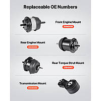 Комплект кріплення двигуна та трансмісії VEVOR (4 шт.) сумісний з Chevrolet Traverse 2009–2017 років випуску з двигуном 3.6L V6,