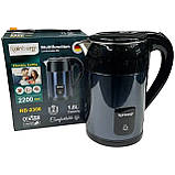 Електрочайник із неіржавкої сталі Rainberg RB-2300 Дисковий електро чайник побутовий 1.8 л для приготування гарячих напоїв Синій, фото 3