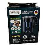 Електрочайник із неіржавкої сталі Rainberg RB-2300 Дисковий електро чайник побутовий 1.8 л для приготування гарячих напоїв Синій, фото 4