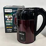 Електрочайник із неіржавкої сталі Rainberg RB-2300 Дисковий електро чайник побутовий 1.8 л для гарячих напоїв Червоний, фото 4