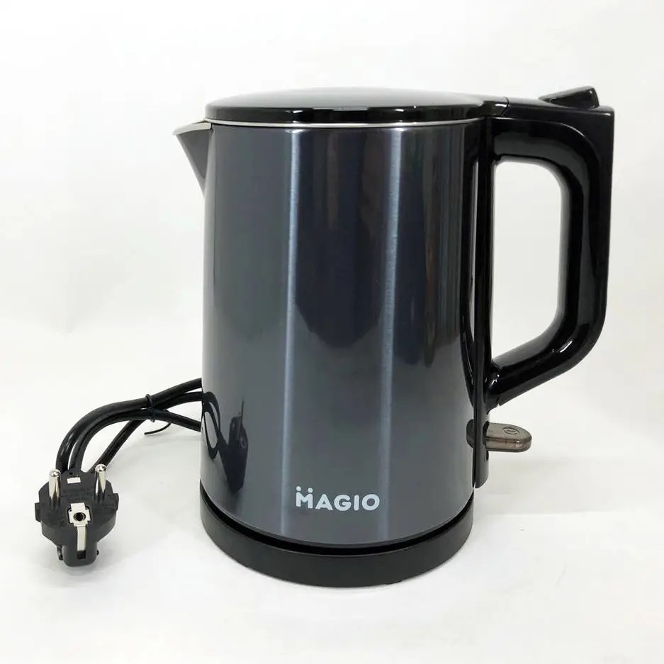 Електрочайник із неіржавкої сталі Magio MG-503 Дисковий електро чайник побутовий 1 л для приготування гарячих напоїв Чорний, фото 1