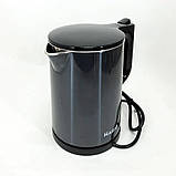 Електрочайник із неіржавкої сталі Magio MG-503 Дисковий електро чайник побутовий 1 л для приготування гарячих напоїв Чорний, фото 2