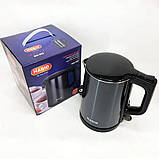 Електрочайник із неіржавкої сталі Magio MG-503 Дисковий електро чайник побутовий 1 л для приготування гарячих напоїв Чорний, фото 4