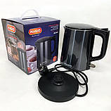 Електрочайник із неіржавкої сталі Magio MG-503 Дисковий електро чайник побутовий 1 л для приготування гарячих напоїв Чорний, фото 5