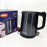 Електрочайник із неіржавкої сталі Magio MG-503 Дисковий електро чайник побутовий 1 л для приготування гарячих напоїв Чорний, фото 6