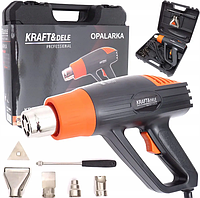 Фен будівельний Kraft&Dele KD10390, 2000 Вт, двошвидкісний, регулювання температури 400-600 °C, набір насадок + кейс