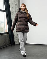 Жіноча Зимова Куртка Орландо Шоколадна Однотонна Shopingo