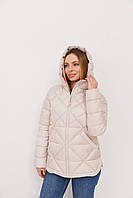 Жіноча Зимова Куртка Пудрова З Ромбами Тепла Shopingo