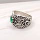 Каблучка срібляста вінтажний стиль кельтські вузли з зеленим фіанітом 22 розмір IgnisFlos781, фото 2