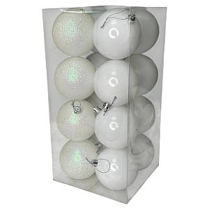 Набір іграшок на ялинку K42-31 19549 8 см 16 шт білий ID 5159242