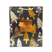 Подарунковий Новорічний пакет, розмір 32х26х12 , 1 шт , арт 019467, Різнокольоровий