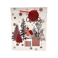 Подарунковий Новорічний пакет, розмір 32х26х12 , 1 шт , арт 019470, Різнокольоровий