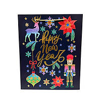 Подарунковий Новорічний пакет, розмір 32х26х12 , 1 шт , арт 019472, Різнокольоровий