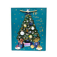 Подарунковий Новорічний пакет, розмір 32х26х12 , 1 шт , арт 019473, Різнокольоровий