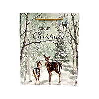 Подарунковий Новорічний пакет, розмір 32х26х12 , 1 шт , арт 019485, Різнокольоровий