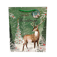 Подарунковий Новорічний пакет, розмір 32х26х12 , 1 шт , арт 019487, Різнокольоровий