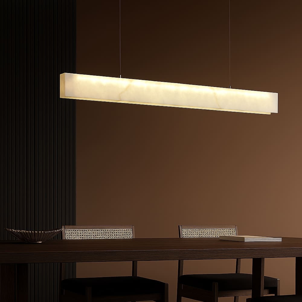 Підвісна люстра з ефектом мармуру в подовженому корпусі 120 см | Line F | Арт. MJ364L-1200, фото 1