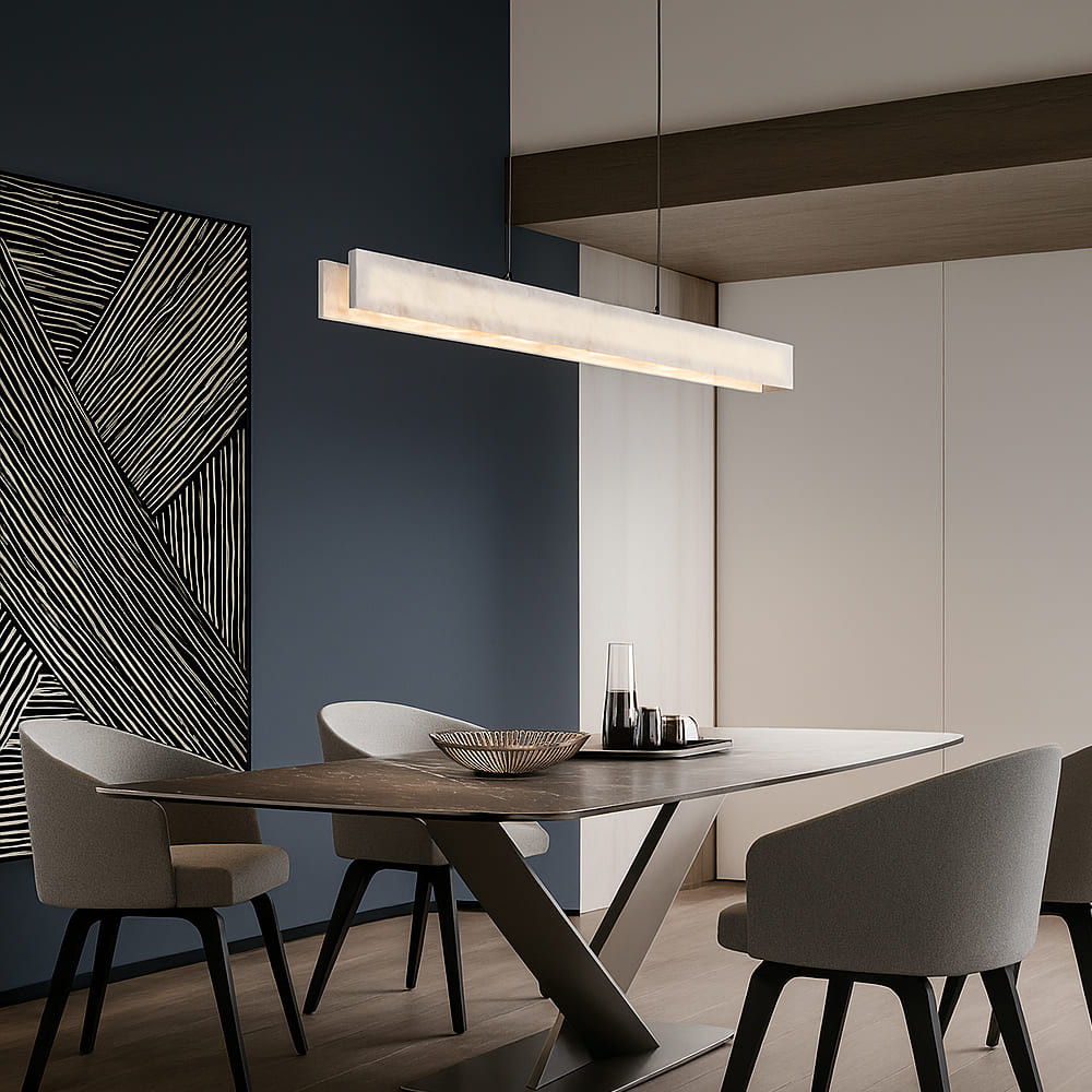 Підвісна люстра з ефектом мармуру в подовженому корпусі 100 см | Line F | Арт. MJ364L-1000, фото 1