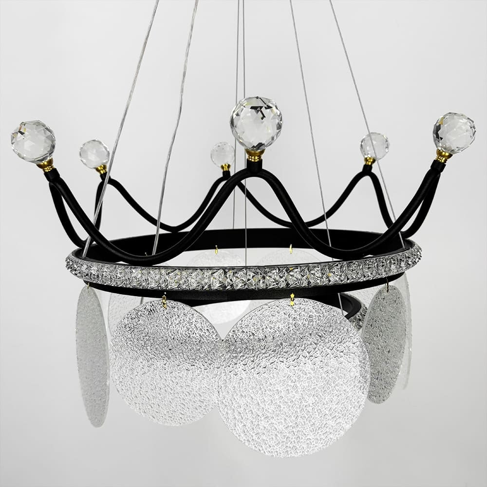 Підвісна чорна люстра у формі корони Ø 48 см | Line F | Арт. NO2-480 BK, фото 1