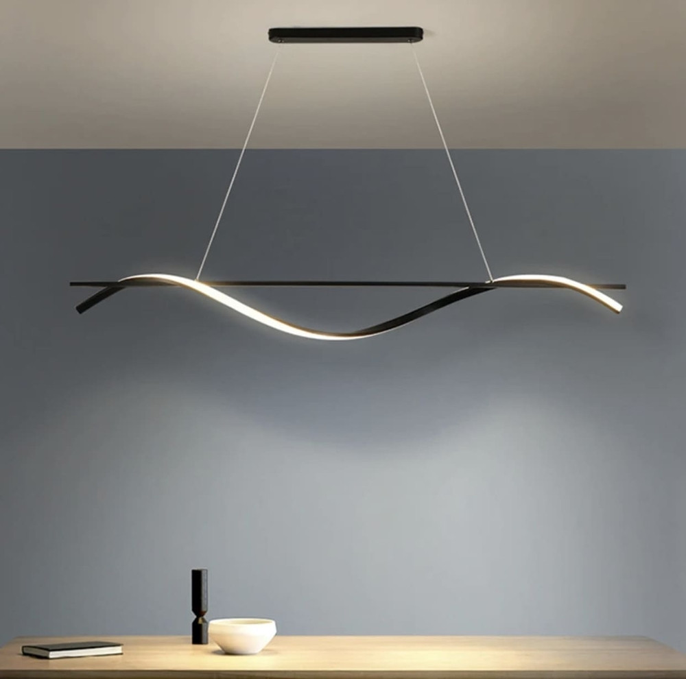 Подовжена лінійна світлодіодна люстра в чорному корпусі 120 см | Line F | Арт. NO8-1200L BK, фото 1