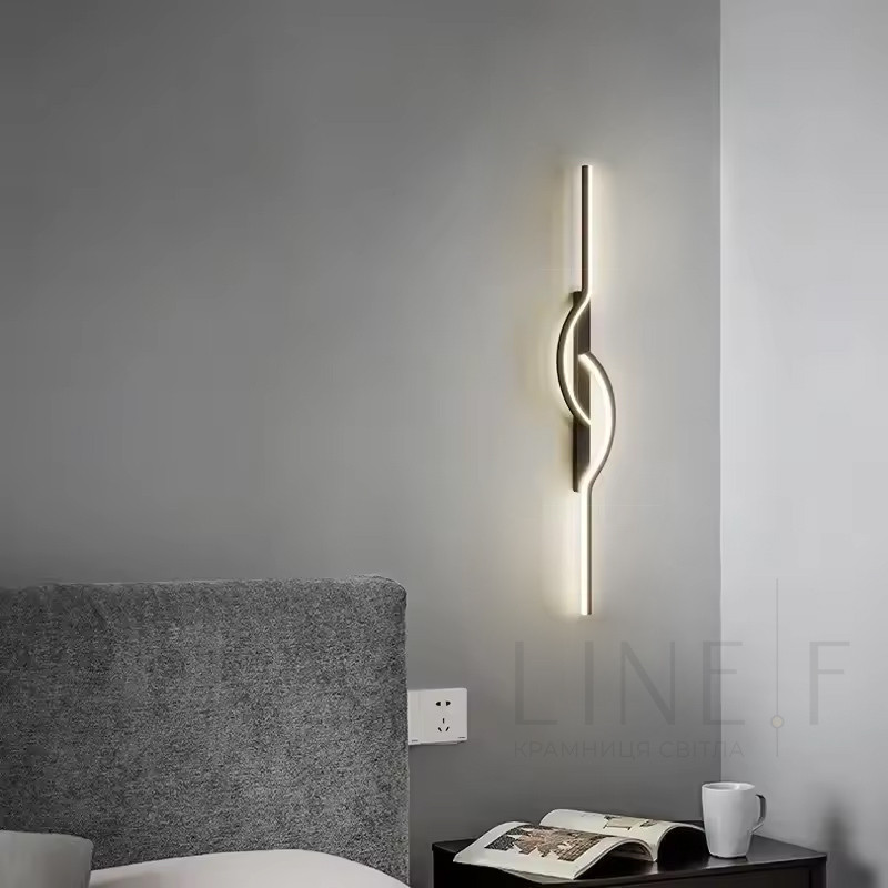 Сучасний настінний світлодіодний чорний світильник 60 см | Line F | Арт. WM26/600, фото 1