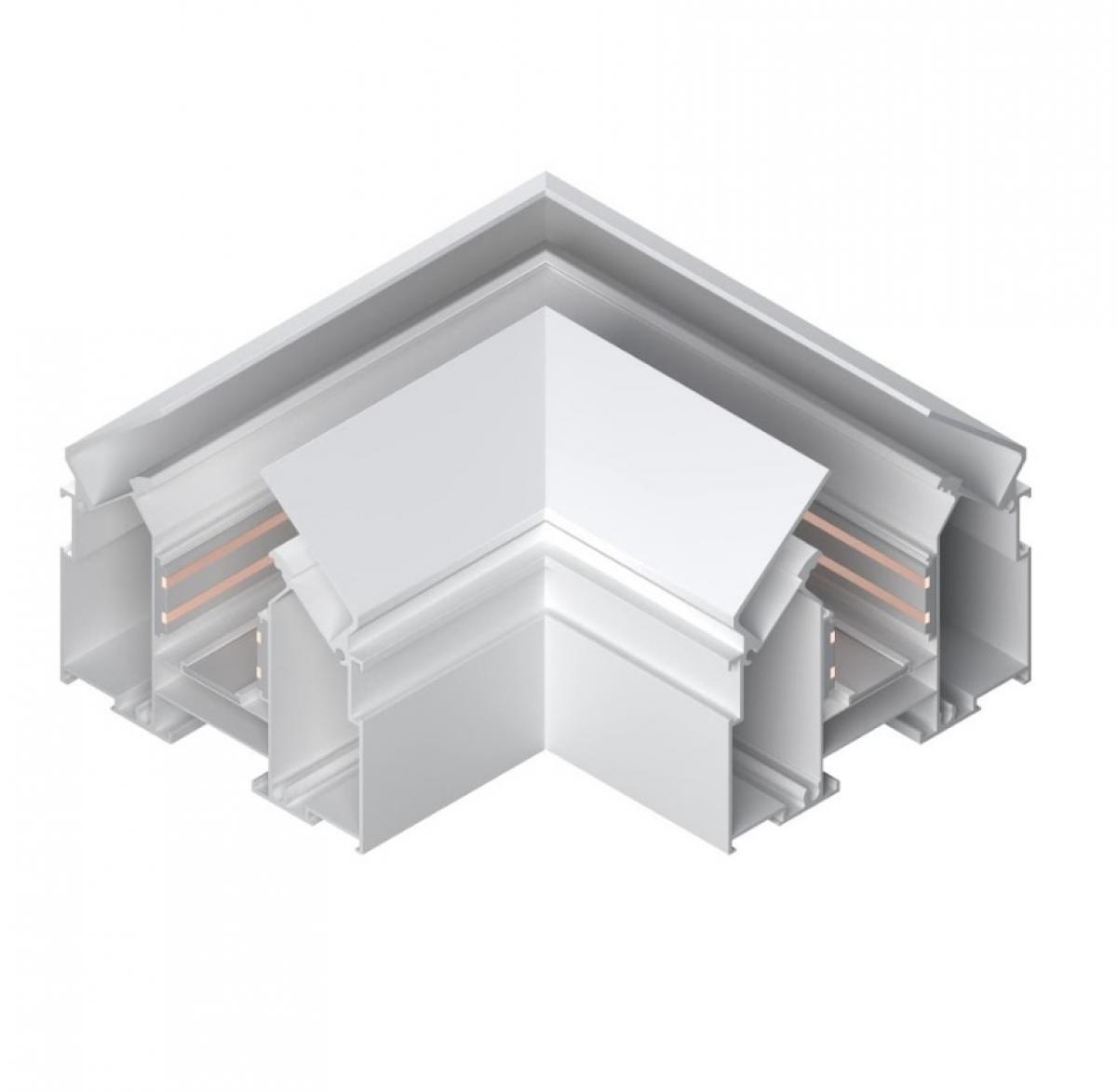 З`єднання кутове (стеля-стеля) для магнітного треку під гарпун для натяжної стелі KLOODI KDMG-HARPOON ZM 90 WH, фото 1