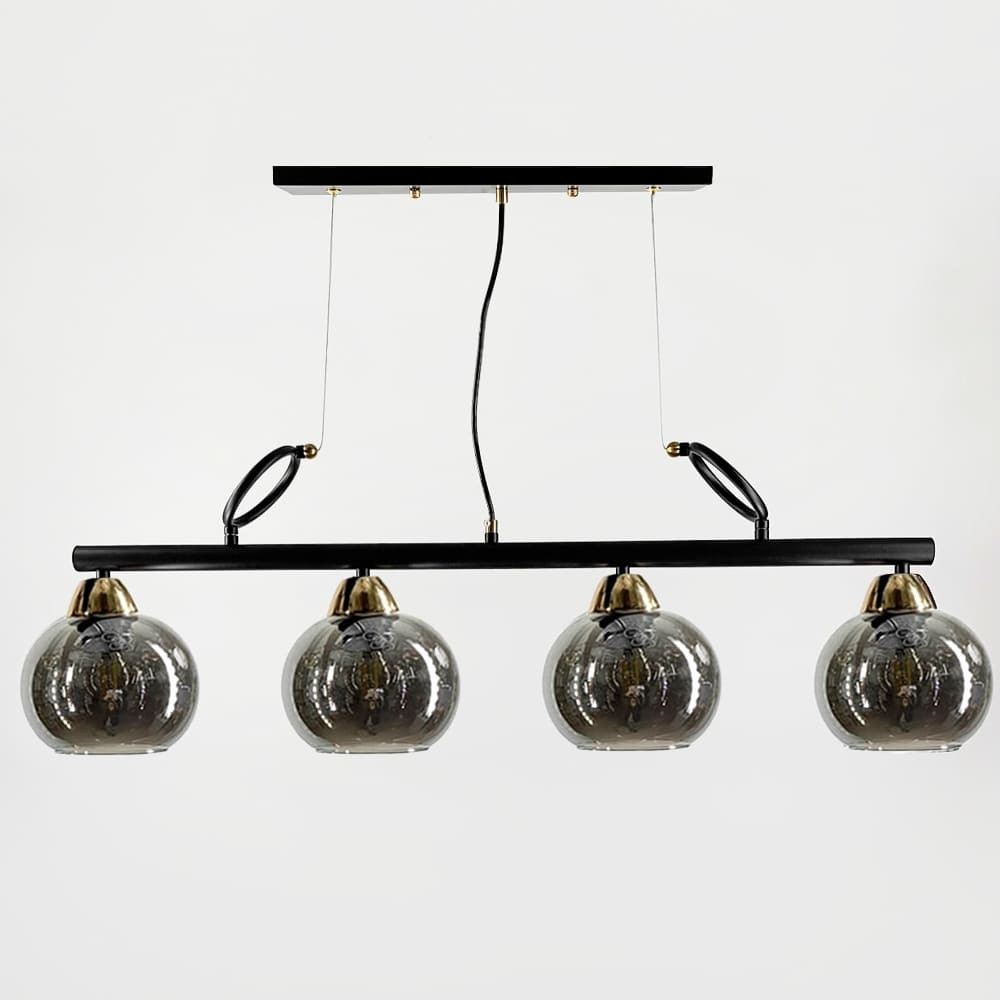 Подовжена люстра Лофт на 4 графітових плафони | Line F | Арт. YQ307/4 AB+BK+GR, фото 1