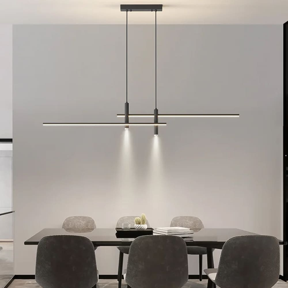 Подовжена люстра в чорному геометричному корпусі 100 см | Line F | Арт. K29-1000 BK, фото 1