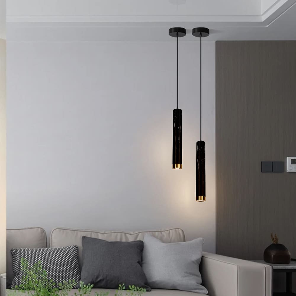 Мінімалістичний підвіс у чорному мармуровому корпусі 32х6 см | Line F | Арт. A077/1 BK, фото 1