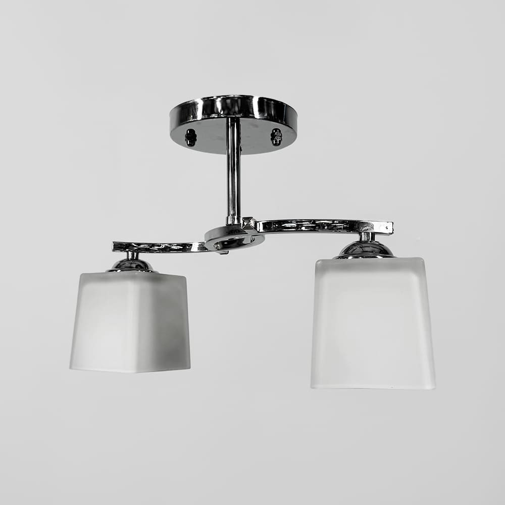 Стельовий хромований світильник на 2 білі плафони 35х9 см | Line F | Арт. 91173/2B CH, фото 1