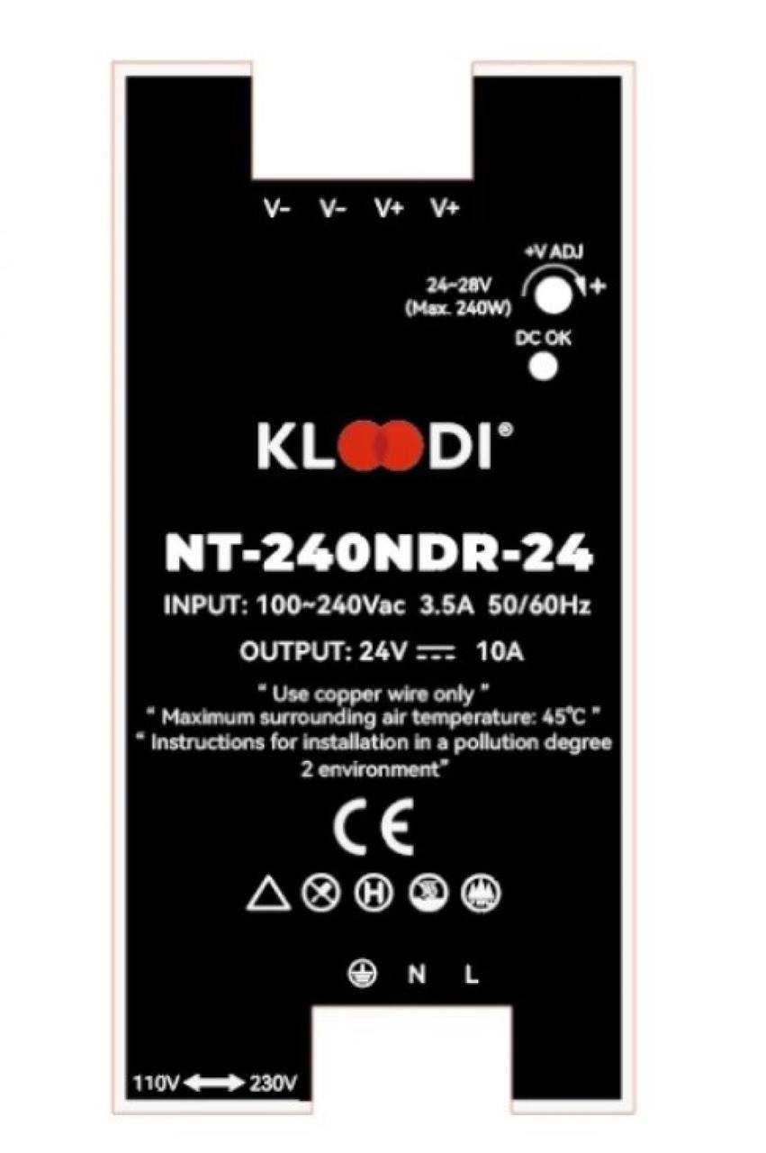 Блок живлення на дінрейку 240W 24V IP20 KLOODI KDPS-NDR 240 24V, фото 1
