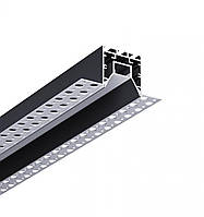 LED профіль врізний під шпаклівку+вставка чорна "антиблік", 2м KLOODI KLP165 2