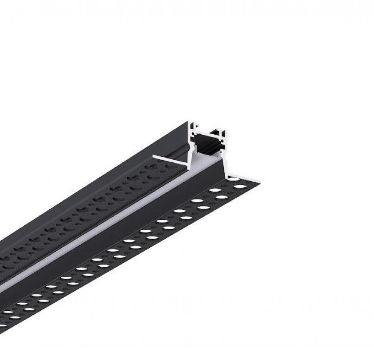 LED профіль врізний під шпаклівку з розсіювачем PC, 2м KLOODI KLP176TR 2 BK, фото 1