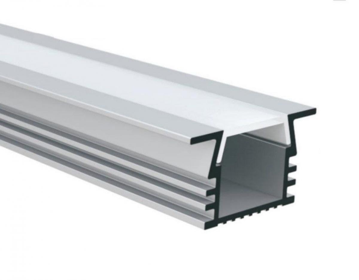 LED профіль врізний. Розсіювач PC морозний в комплекті. 2м KLOODI KLP1612KR 2, фото 1