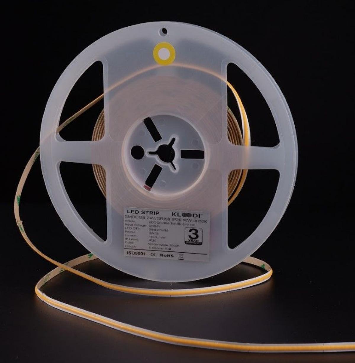 LED Стрічка 3W 384LED 3000K 300LM IP20 24V KLOODI KDCOB-384-3W-3К-24V, фото 1