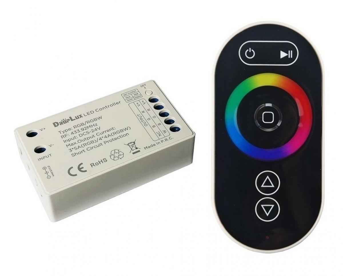 Пульт дистанційного керування+контроллер RF 2.4GHz, 1-зонний RGB/RGBW, 5-24V/DC 4*4A (RGBW)/3*5A (RGB), 4*20-96W/3*25-120W, KLOODI, фото 1