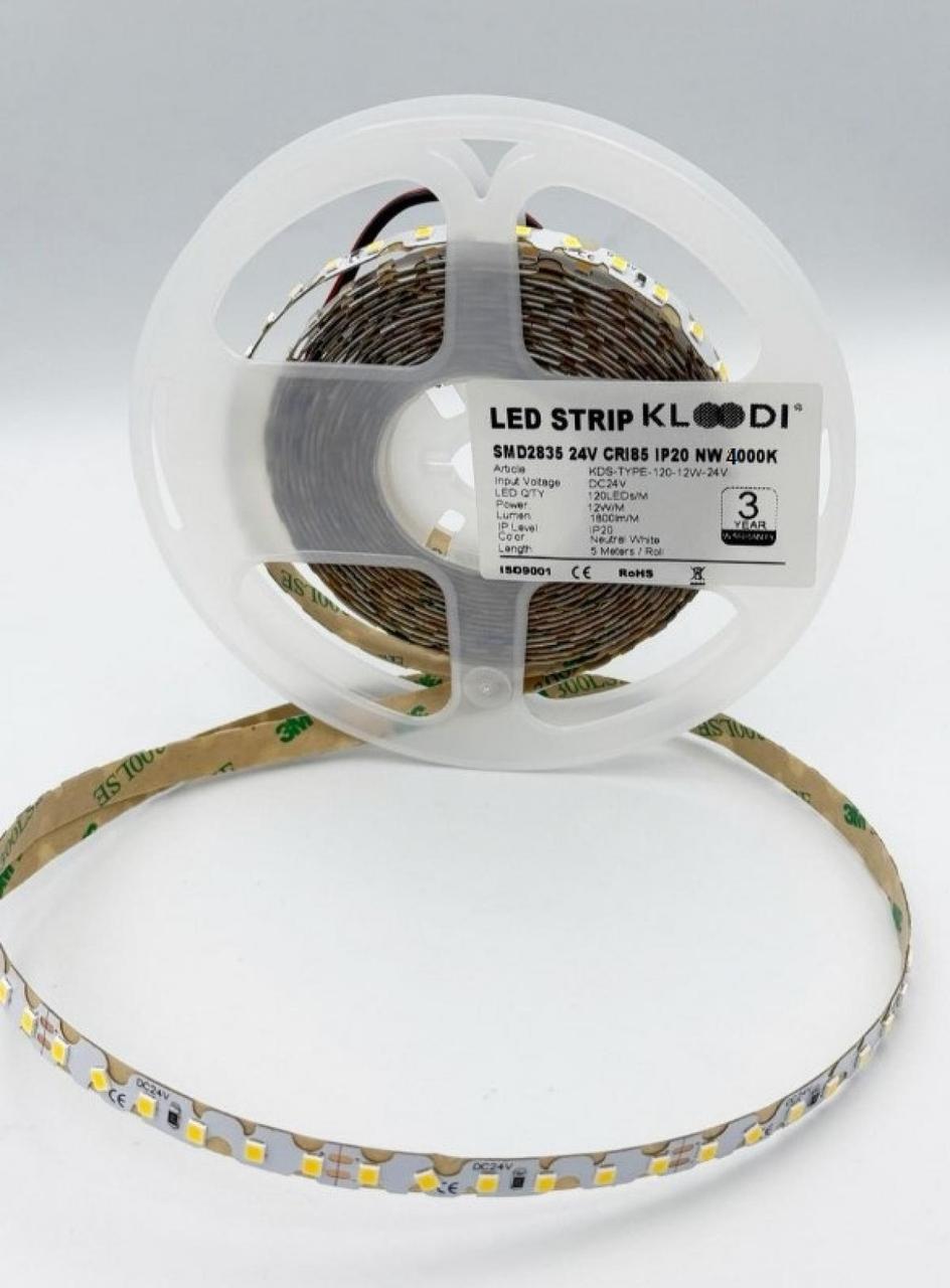 LED Стрічка S-TYPE 12W 120LED 4000K 1800LM IP20 24V KLOODI KDS-TYPE-120-12W-4K-24V, фото 1
