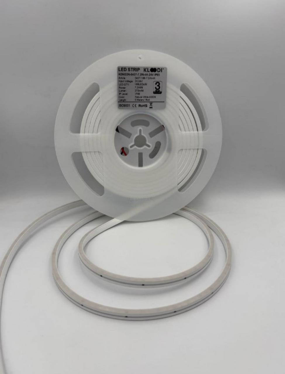 LED Неон 7,2W 180LED 4000К 160LМ IP65 24V KLOODI KDNEON-0306-7.2W-4K-24V IP65, фото 1