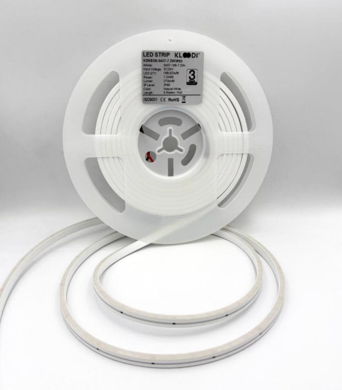 LED Неон 7,2W 168LED 4000К 270LМ IP65 24V KLOODI KDNEON-0407-7.2W-4K-24V IP65, фото 1