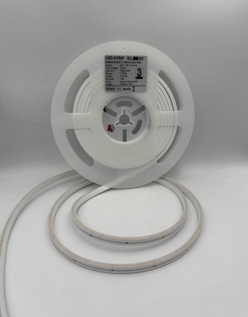 LED Неон 7,2W 180LED 3000К 160LМ IP65 24V KLOODI KDNEON-0306-7.2W-3K-24V IP65, фото 1