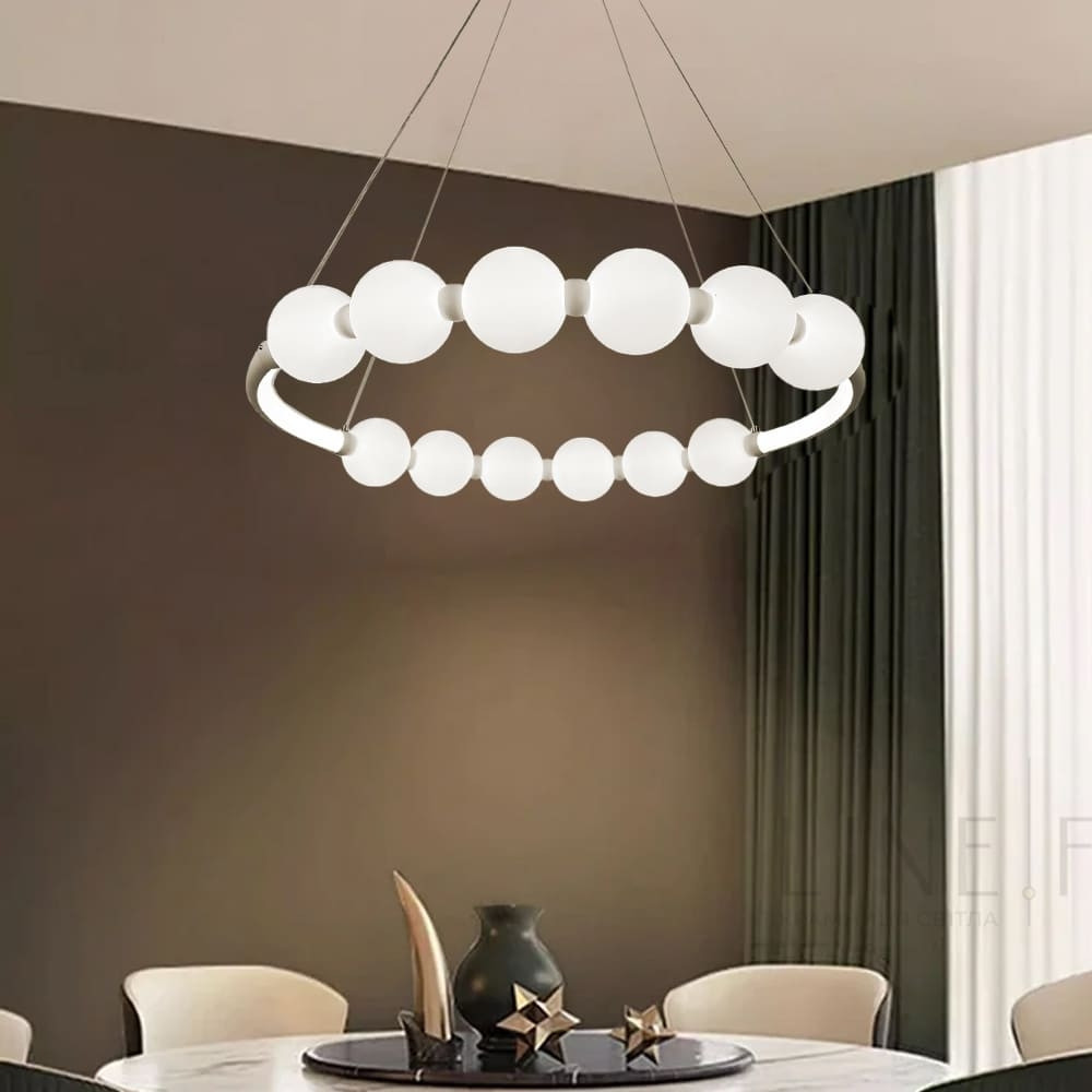 Біла люстра Nordic Pearl із плафонами-перлинками Ø 60 см | Line F | Арт. SG33-600 WT, фото 1