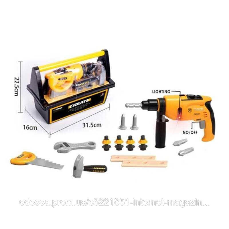 Набір інструментів G 278 (24/2) автоматичний шуруповерт з підсвічуванням, гайковий ключ, пила, молоток, деталі для збирання, в