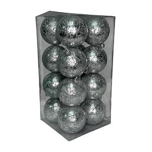 Набір іграшок на ялинку Ретро K64-91 19542 8 см 16 сріблястий ID 5159235