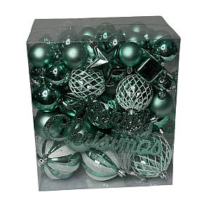 Набір іграшок на ялинку LG-102-2 19547 65 шт бірюзовий ID 5159240