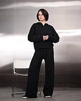 Жіночий в'язаний костюм чорний ВТ6800