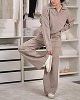 Жіночий в'язаний костюм беж ВТ6805