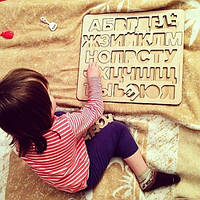 Деревянный алфавит для детей Русский буквы для обучения и развития мелкой моторики BROWN