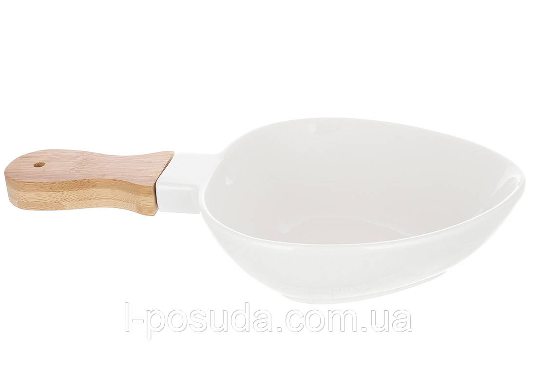 Порцелянова миска з бамбуковою ручкою 22×19 см, фото 1