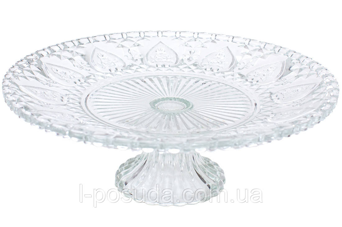 Скляна підставка для торта 30 см на ніжці, фото 1
